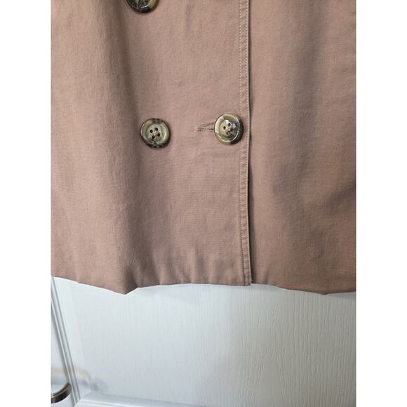 Sundance Tan Cotton Double Breasted Floral Lining Neutral Peacoat Jacket Size XS - Picture 8 of 14